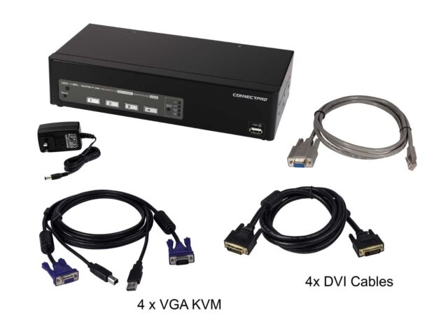UDV-14A+ DVI-D/VGA KVM switch for Two Monitors and Four Computers