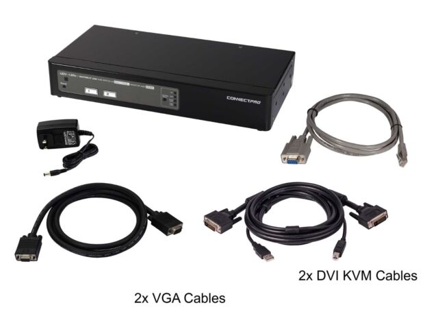 UDV-12A+ DVI-D/VGA KVM switch for Two Monitors and Two Computers