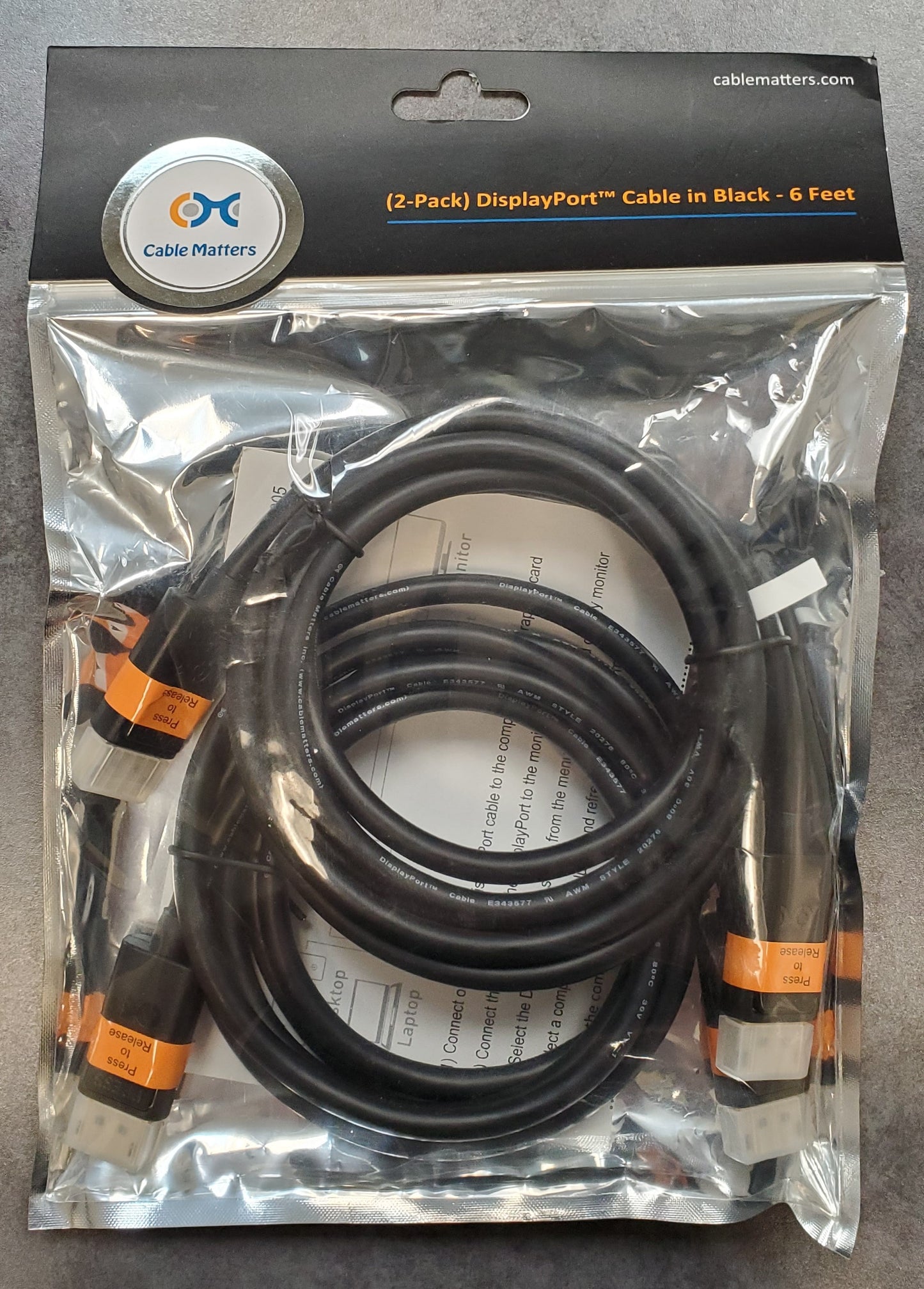 Cable Matters DisplayPort 1.2 Male to Male Cable, 6 ft.