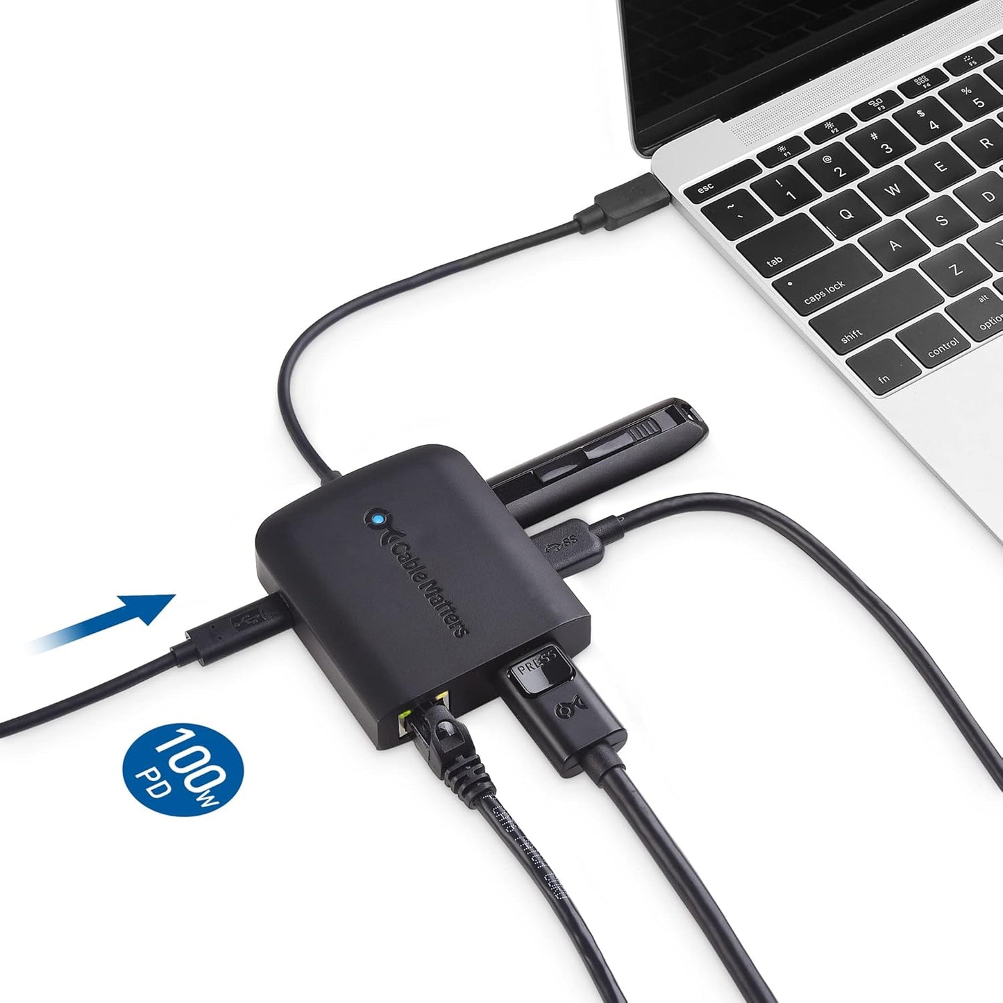 Cable Matters USB-C Multiport Adapter with 8K DisplayPort, 2x USB 2.0, 480 Mbps Ethernet, and Power Delivery